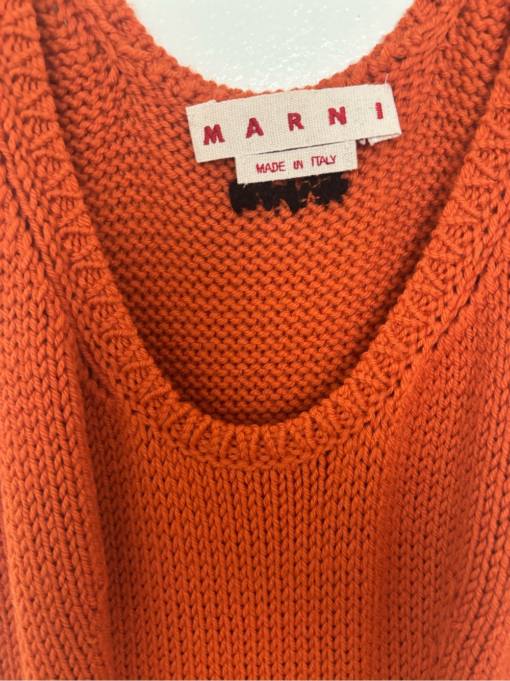 MARNI Vibrant Rust Knit Sweater Dress
